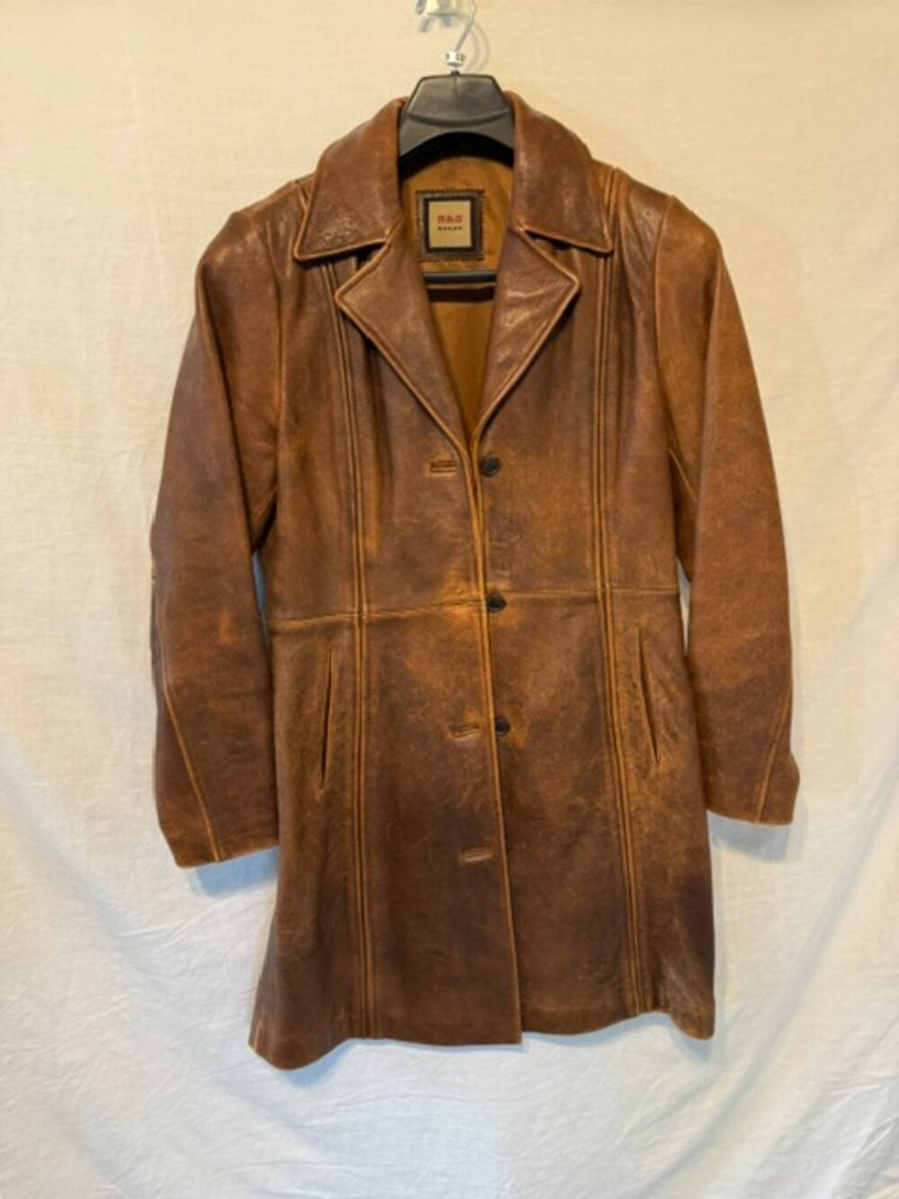 Brown leather coat